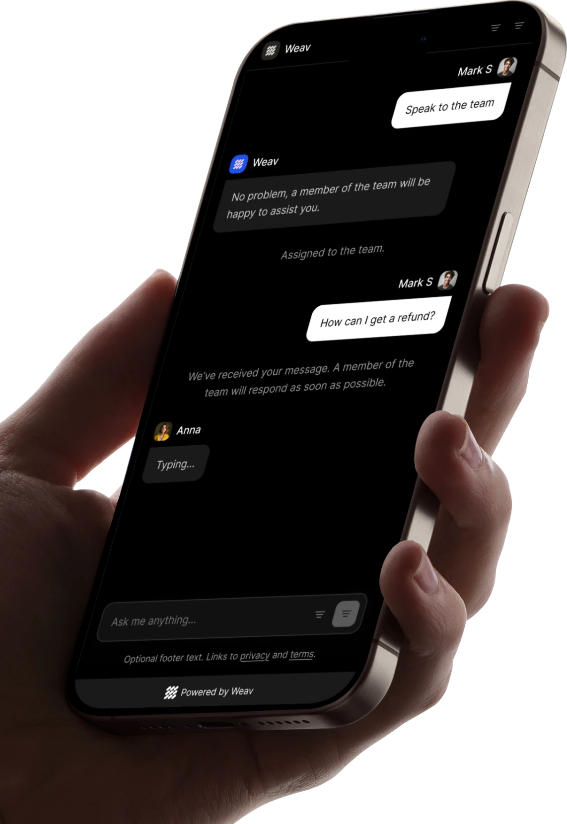Weav Support Agents Mockup