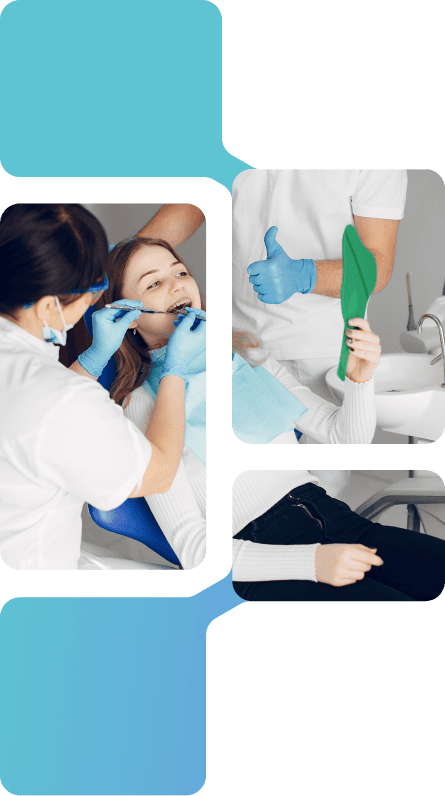 A dentist examining a patient's teeth with a dental tool while the patient sits in the chair.