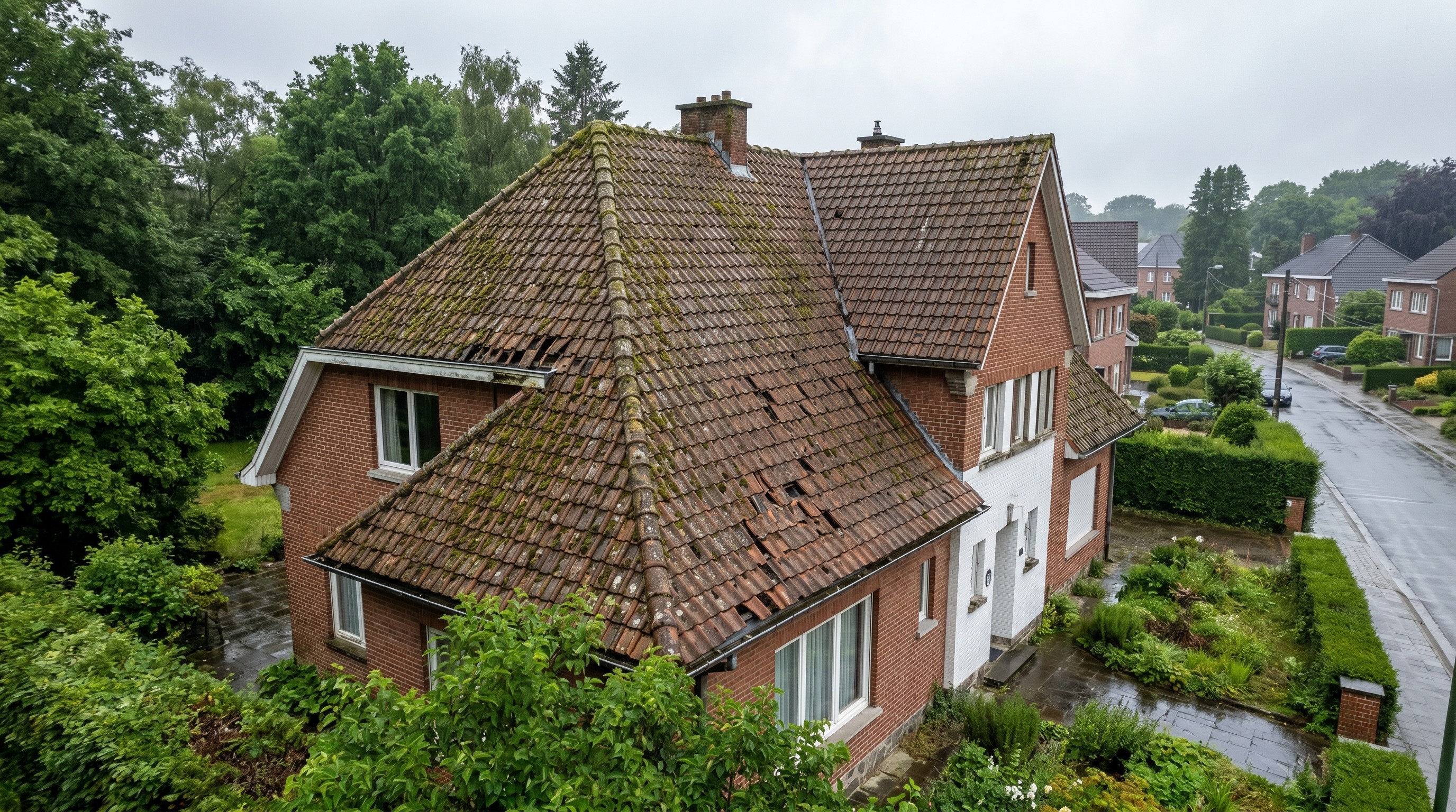 Maison à La Hulpe avec toiture vieillissante