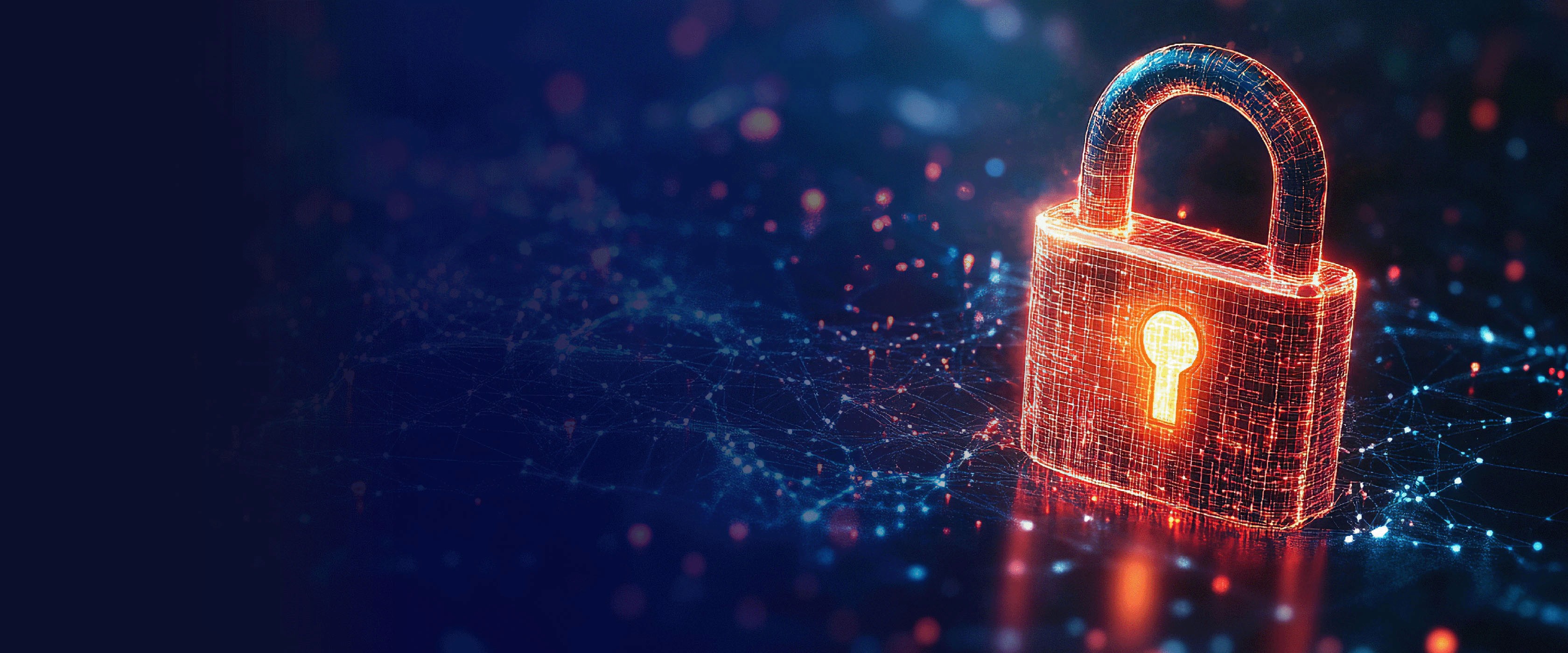 Microchip on a circuit board over a blue background.