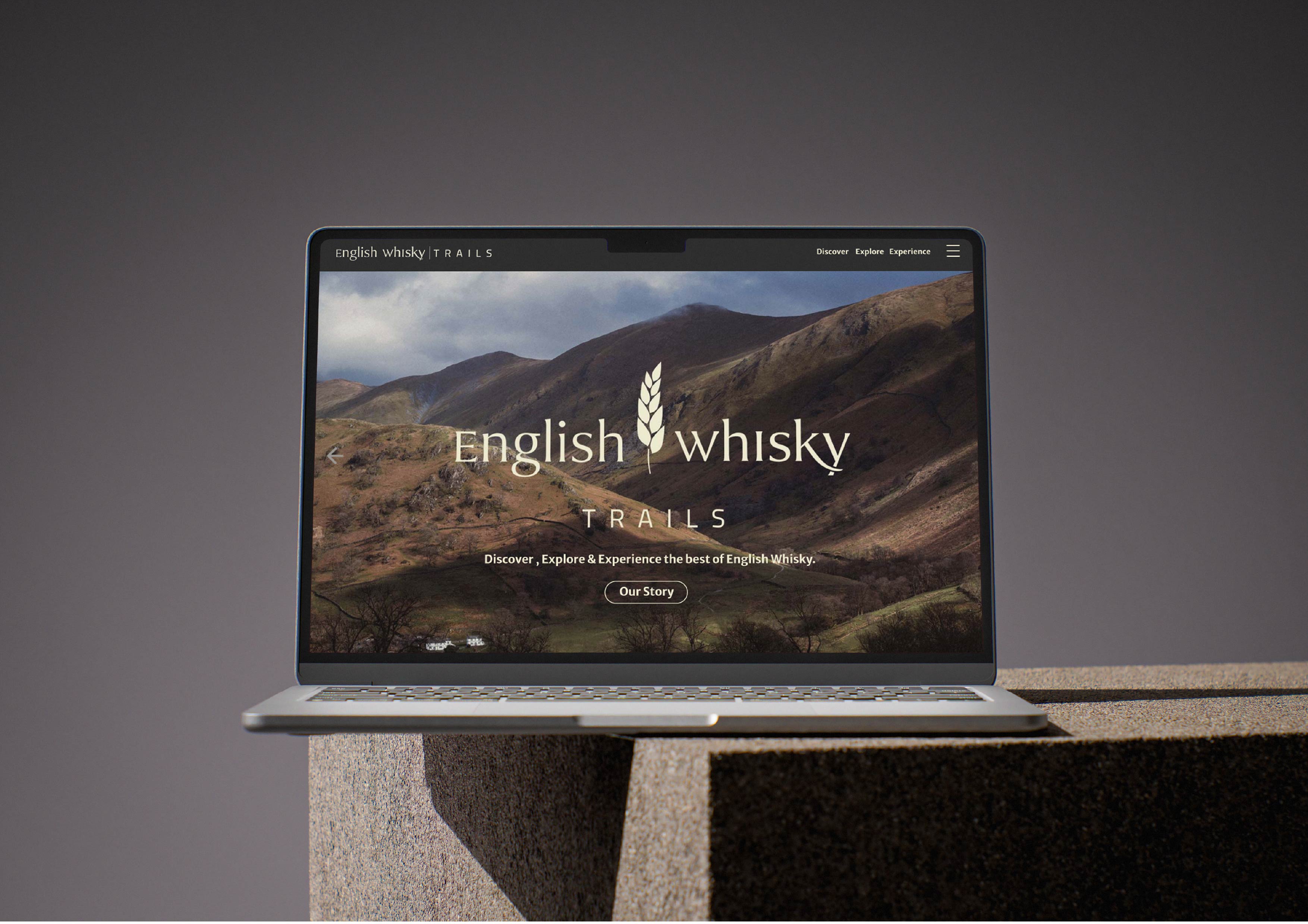 Laptop mockup of the English Whisky Trails design