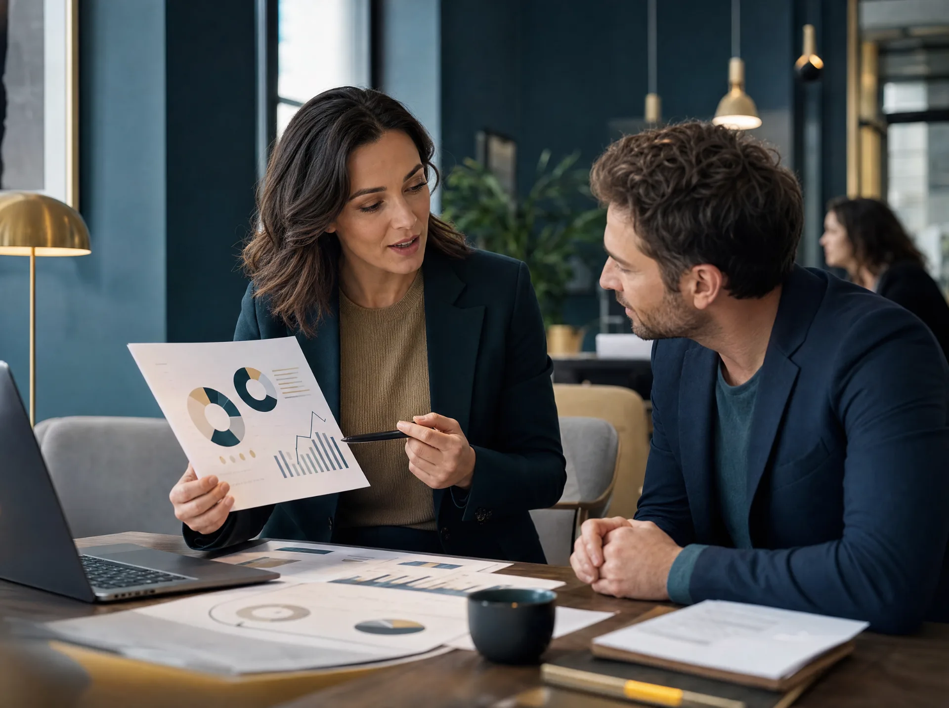 Berater präsentiert eine SEO-Strategie (KI-generiert)