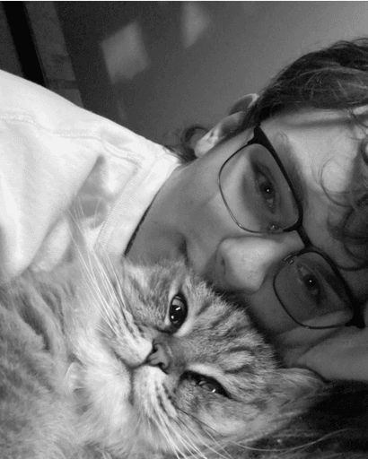 Salvijus Striungys with his cat.