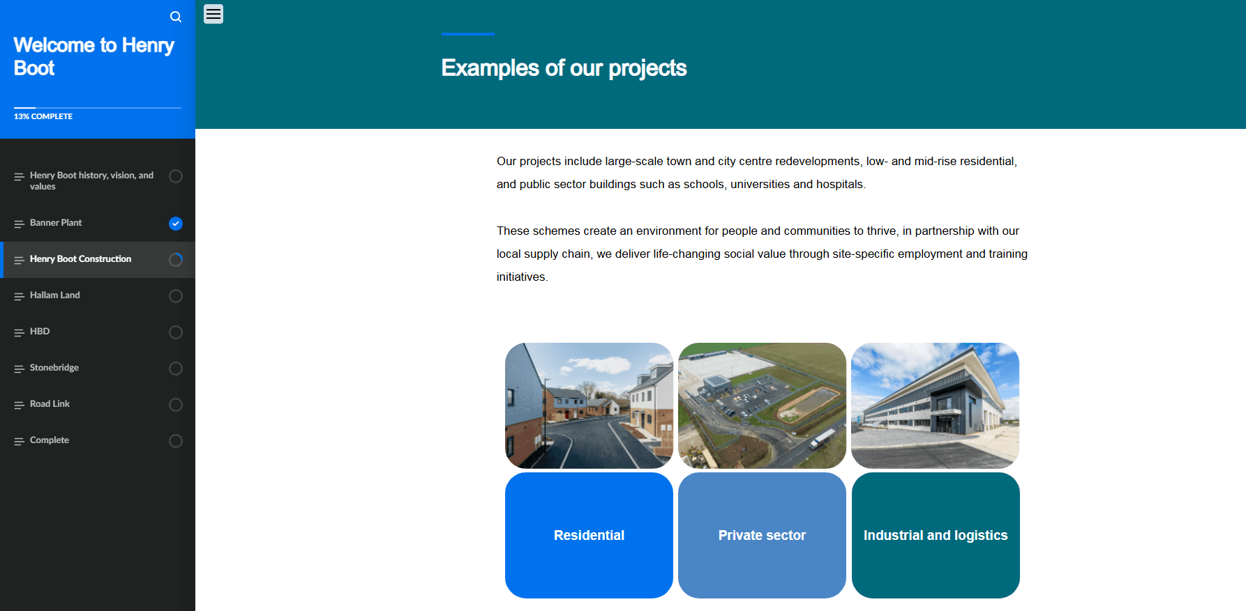 A screenshot of the Henry Boot module.