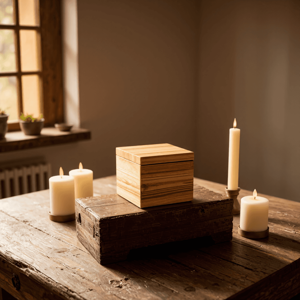 product photography of a small wooden box
