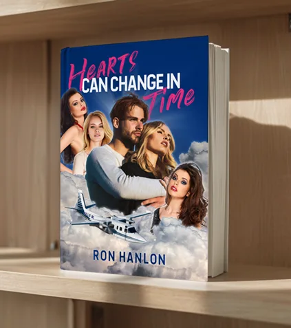 Romantic book cover design for a novel about a sport pilot, showcasing aviation themes with a romantic touch