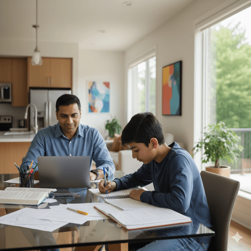 Portrait of a young man with curly hair wearing a yellow hoodie and backpack