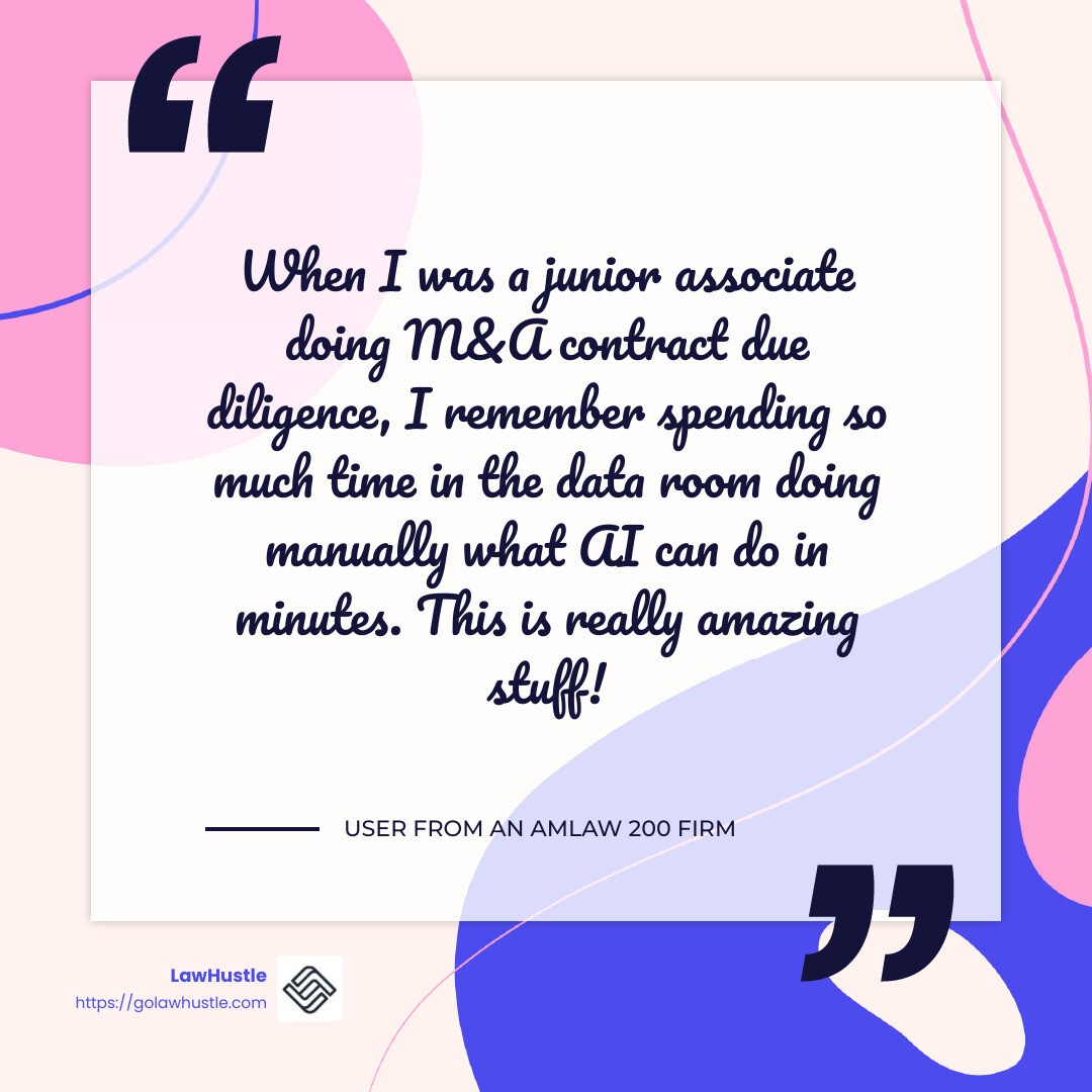 Quote from an AmLaw 200 firm user - AI assistant for lawyers infographic simple-quote-colorful