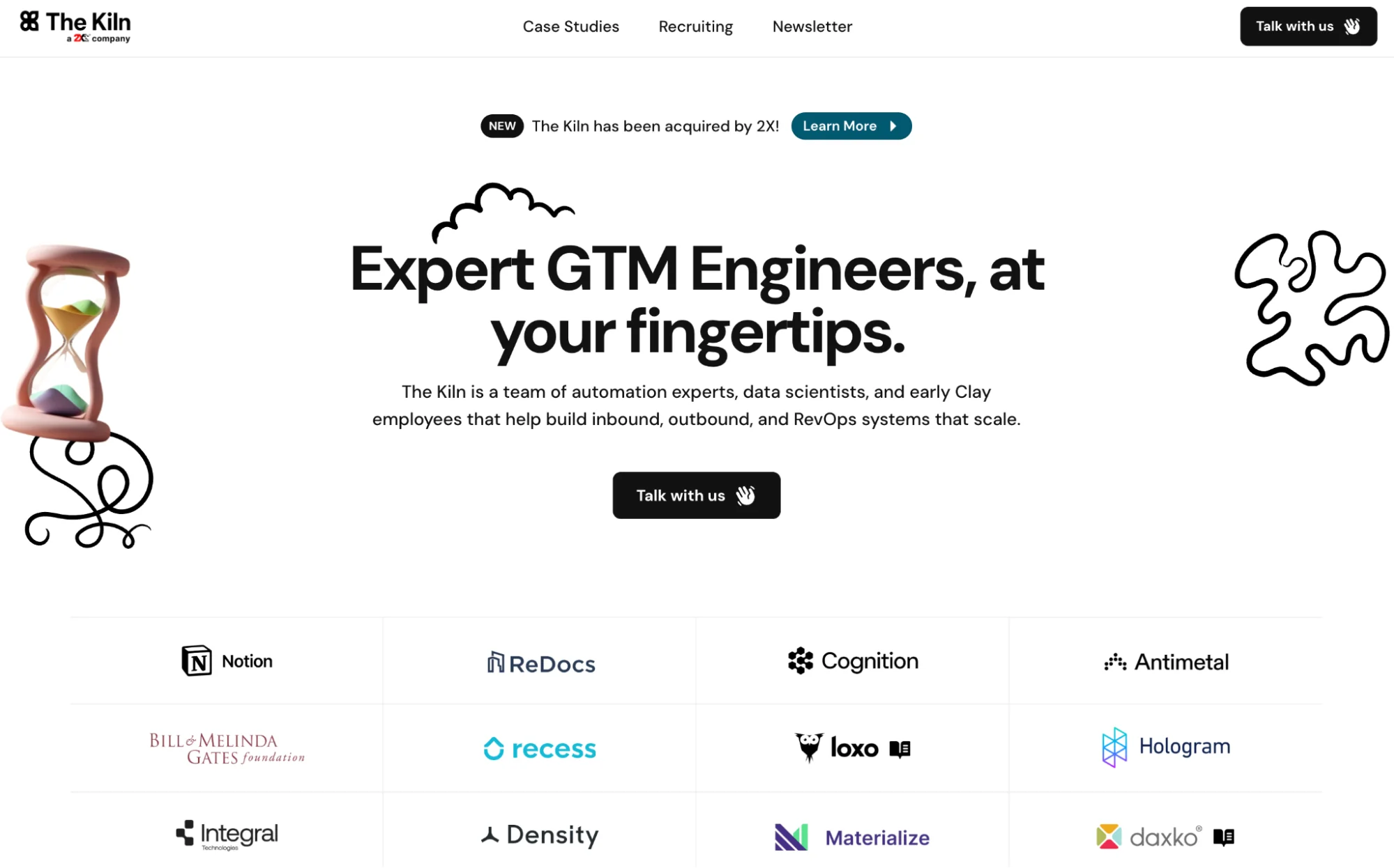 The Kiln homepage: Clay implementation agency with enterprise delivery and data infrastructure