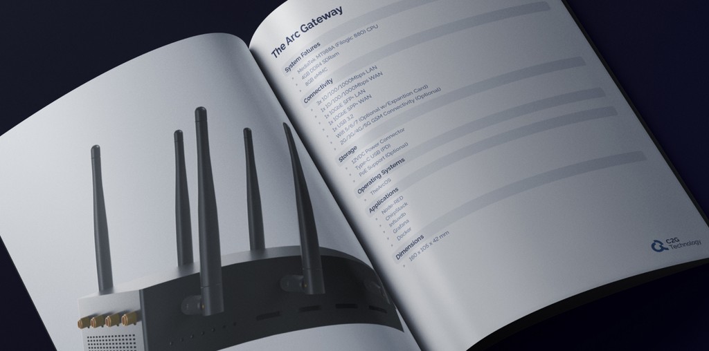 C2g technology Iot Technology Product Catalogue Design by The Ocean Design