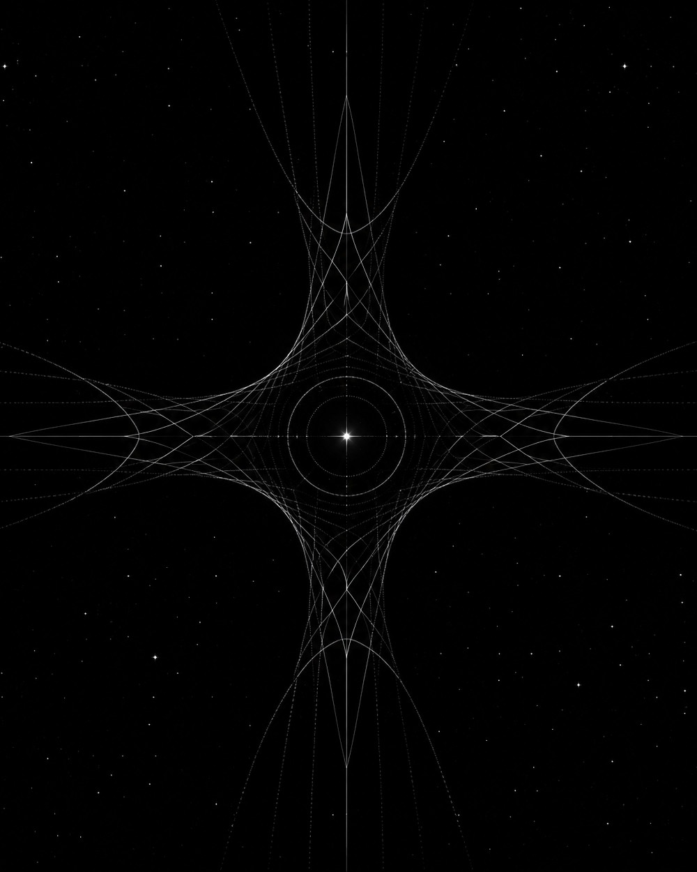 Abstract white wavy lines on black background