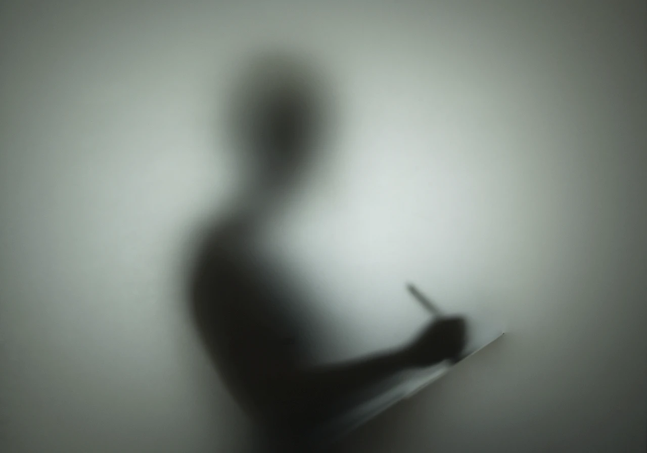 A talent recruiter with a soft smile working on her laptop in the office. The angle is on her face so we can't see what's is on the screen. She is wearing a blazer