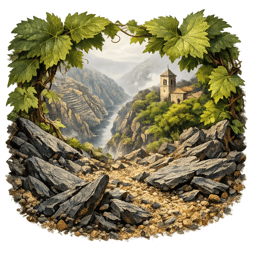 Detailed graphic of the Ribeira Sacra wine region.