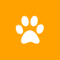 Paw-shaped logo of a pet accessory brand.