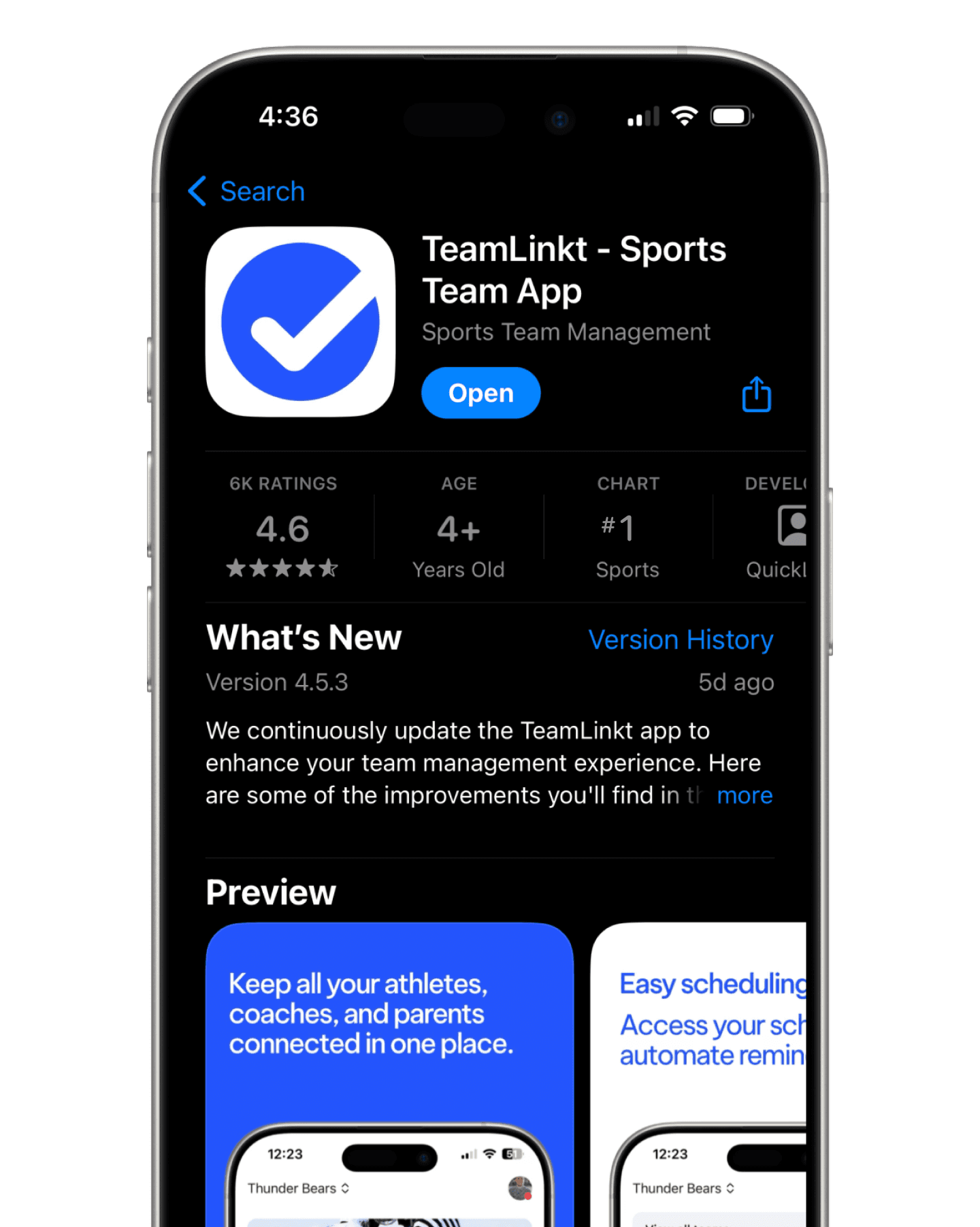 TeamLinkt's Team App Store Screenshot