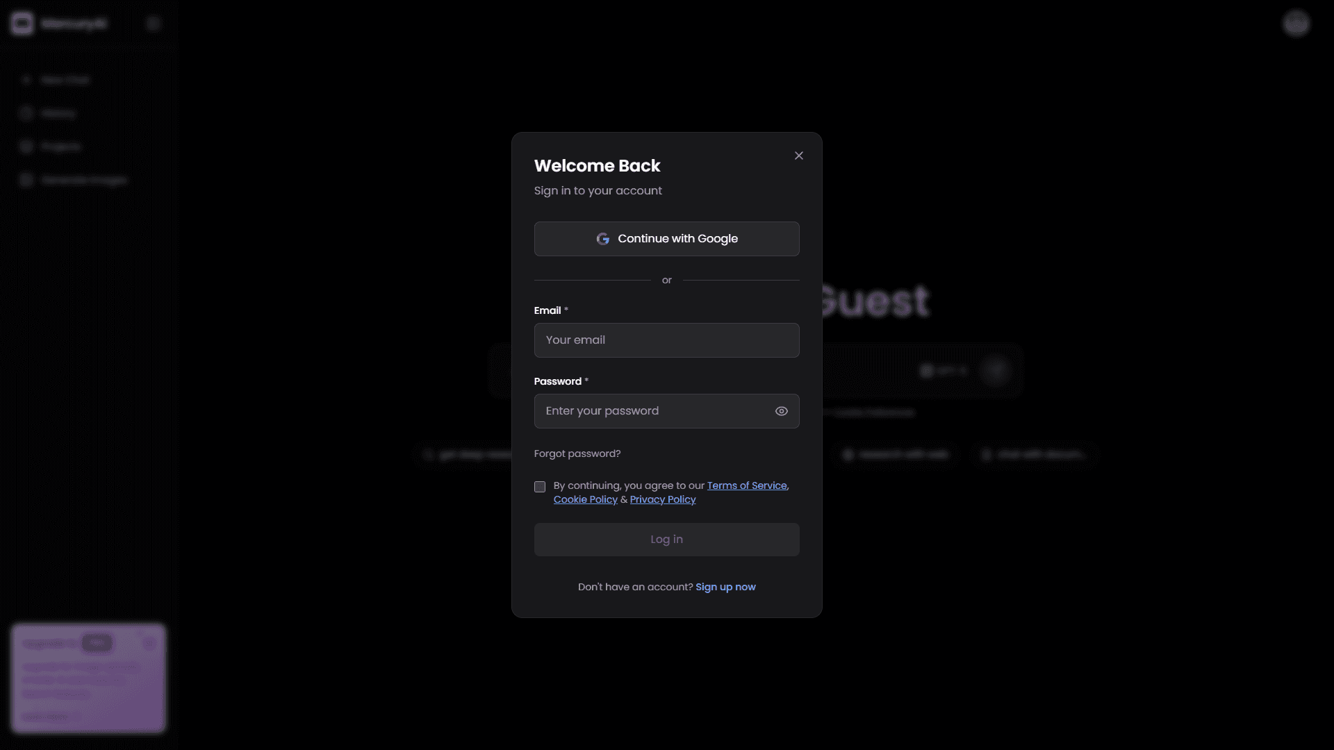 Mercury Login Page