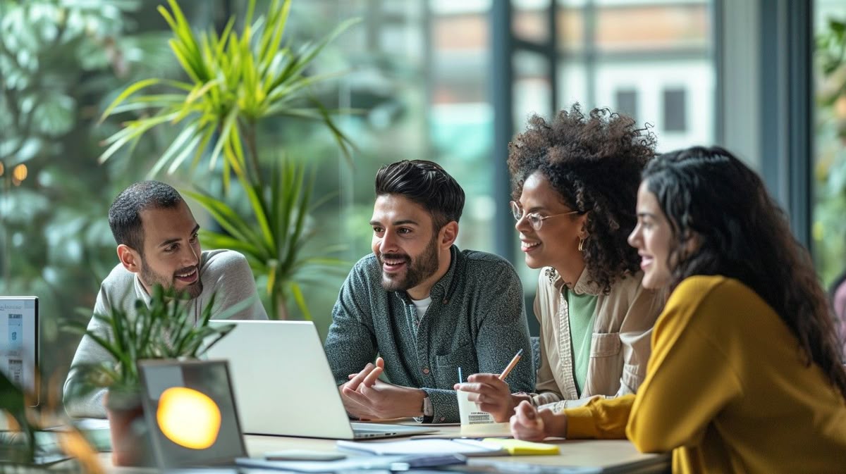 A happy student is on a video call, smiling and engaged