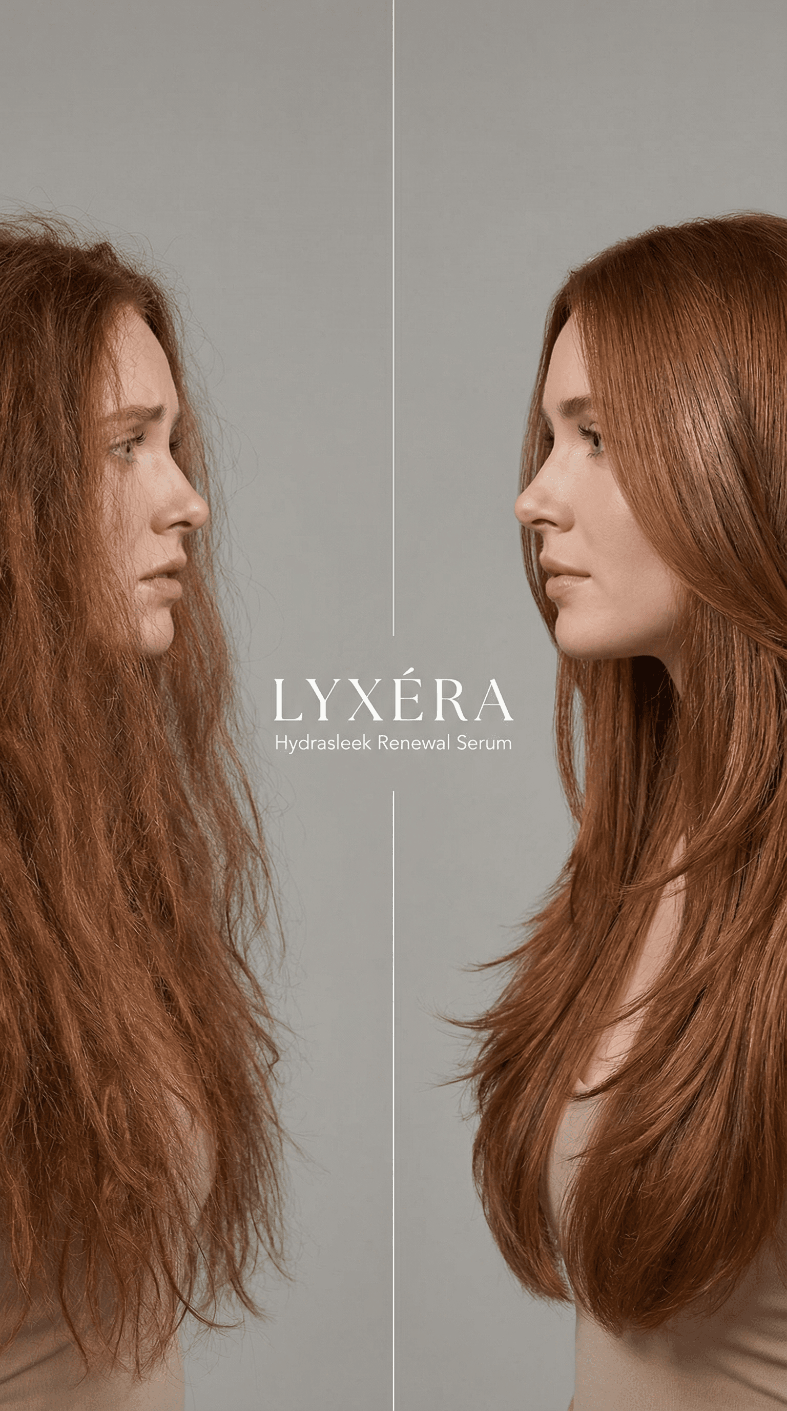 Lyxéra Hydrasleek Renewal Serum before and after profile hair transformation