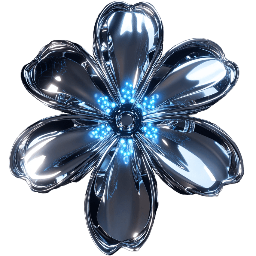 Grey metallic flower shaped object