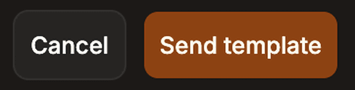 Cancel and Send template buttons in the inbox template dialog