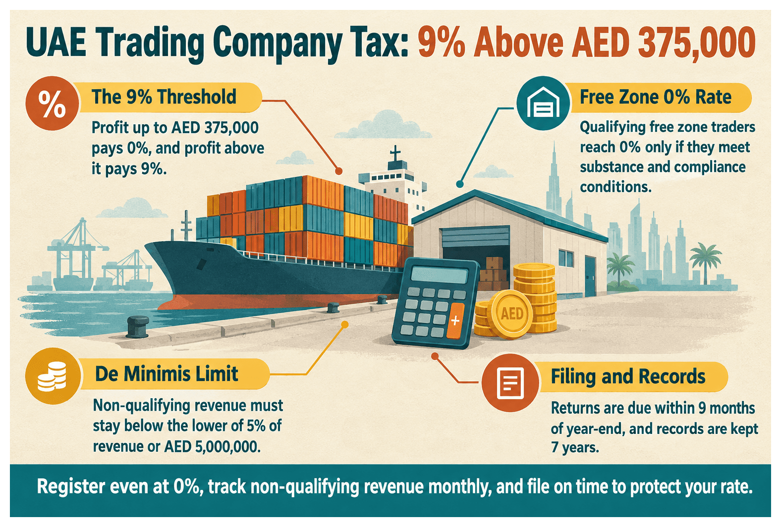 Infographic: Corporate Tax Guide for a UAE Trading Company in 2026