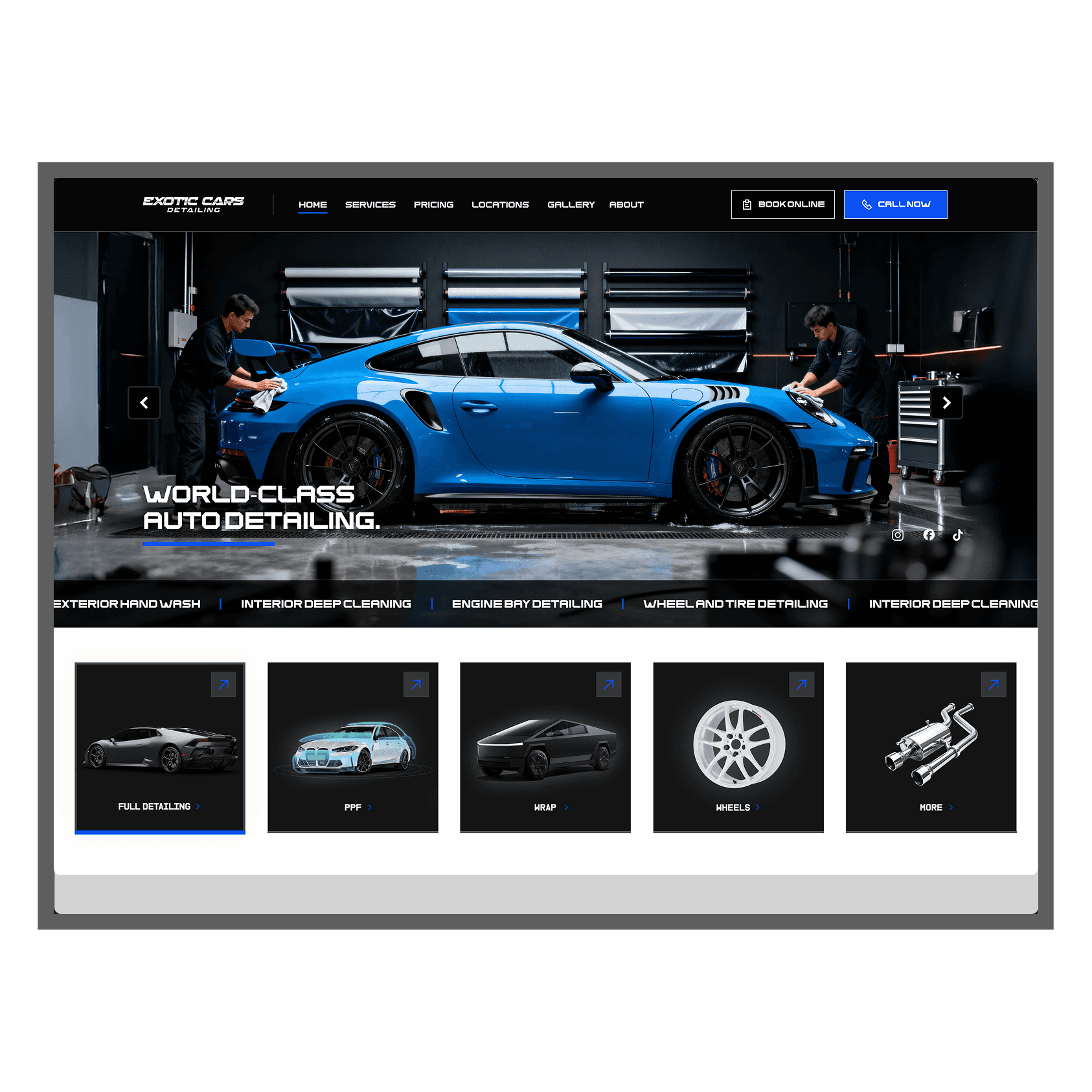 Exotic Cars Detailing - Custom Website Development