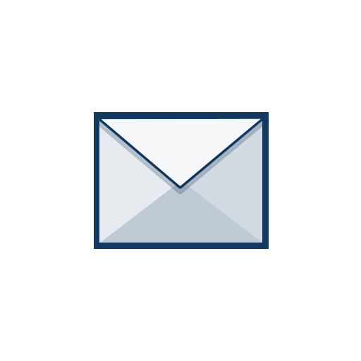An icon of an envelope with a light blue interior and a dark blue border, set against a gray background.