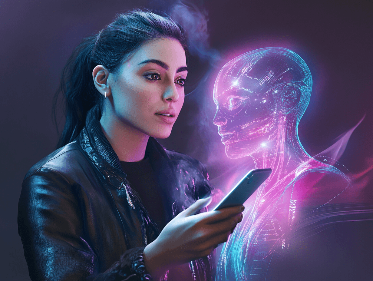 foto di una donna social media manager che sta dialogando con l'AI