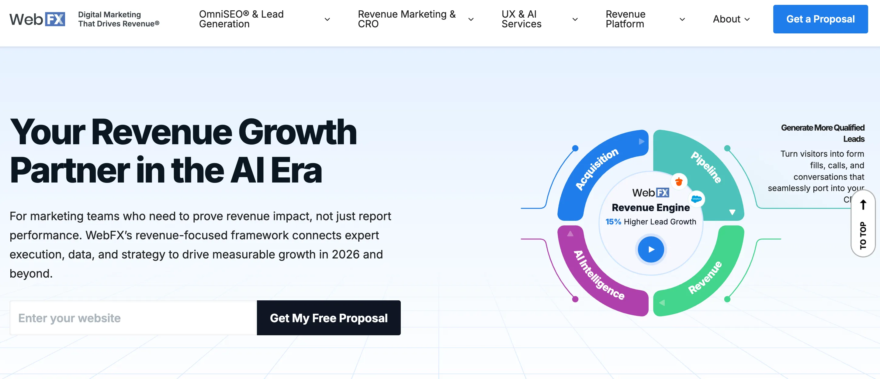 Screenshot of WebFX platform