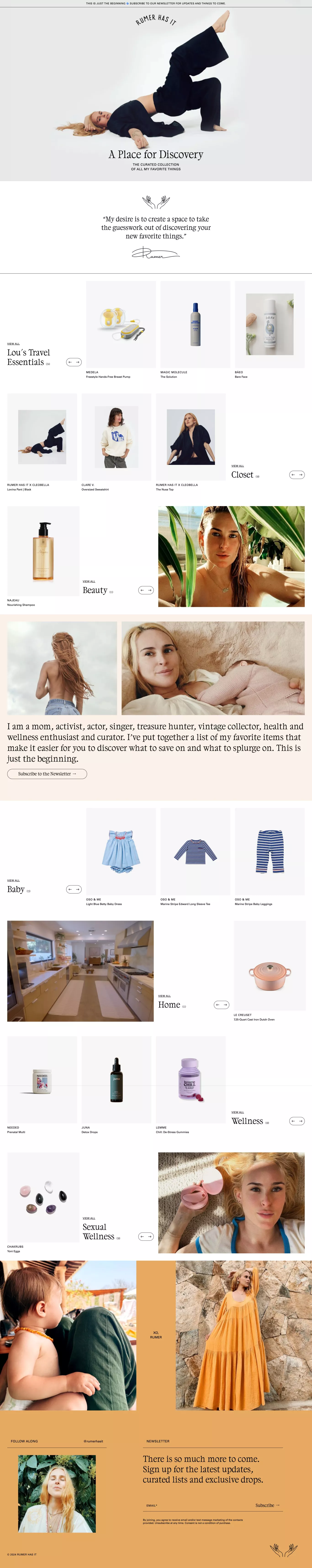 Rumer Has It other page screenshot showcasing Health & Fitness and Beauty design