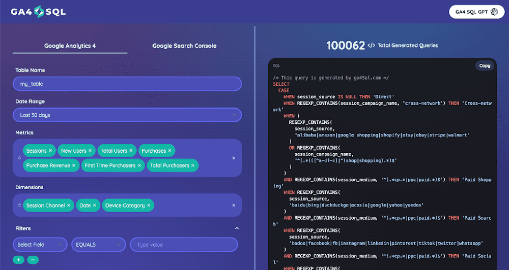 GA4SQL tool