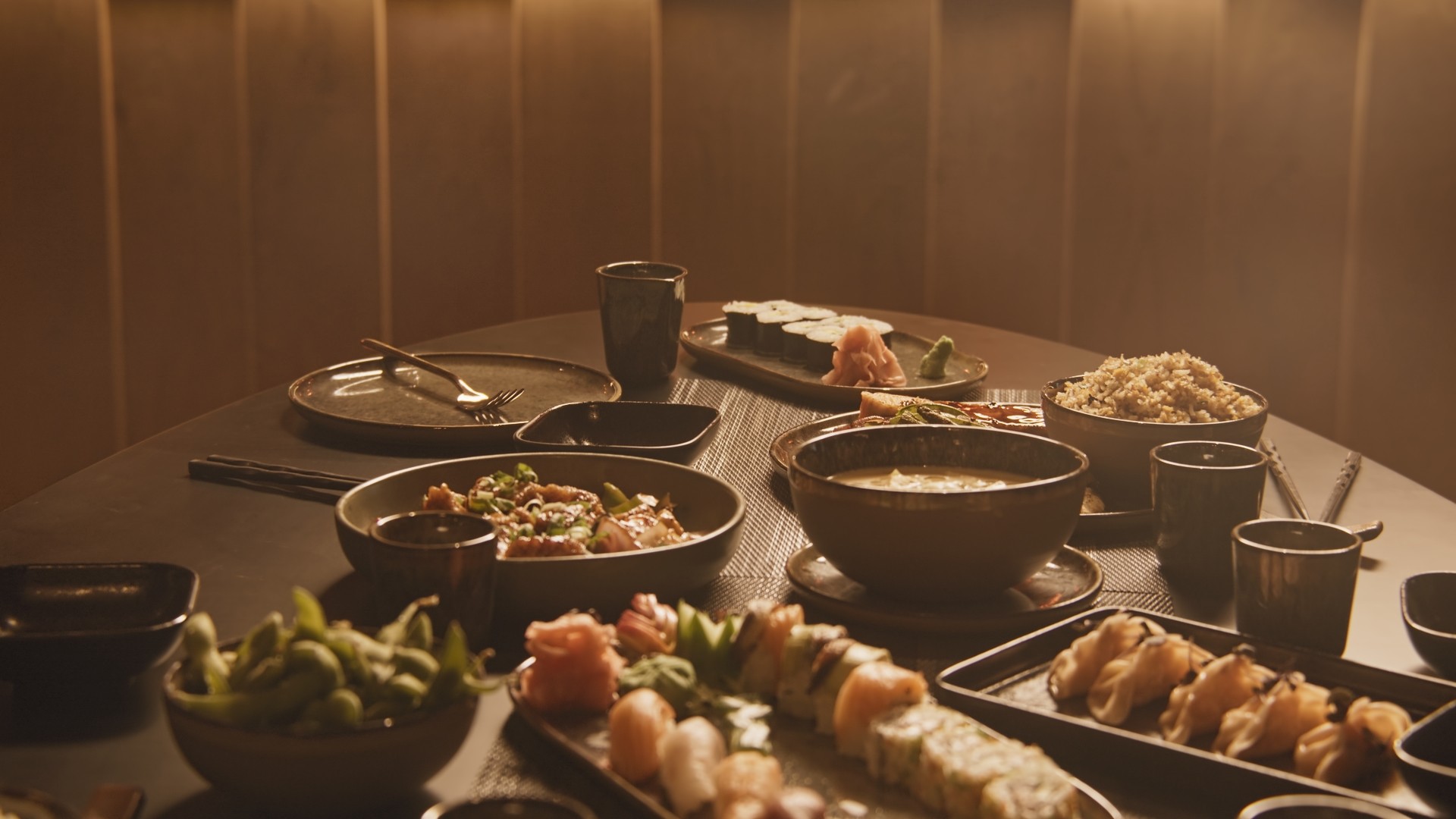 A table full of taste foods on the restaurants of the hotel