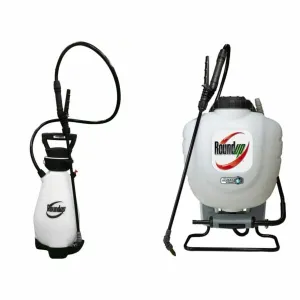 handheld sprayer with a long nozzle, hose, and adjustable strap