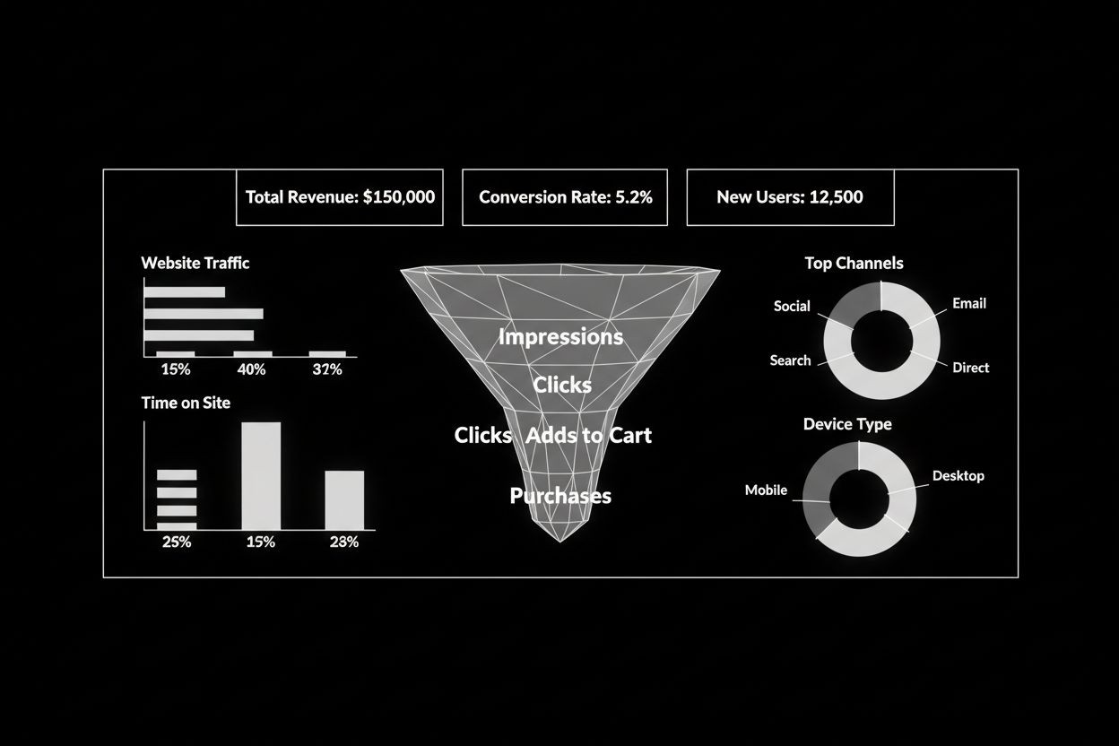 Analytics dashboard with conversion funnel