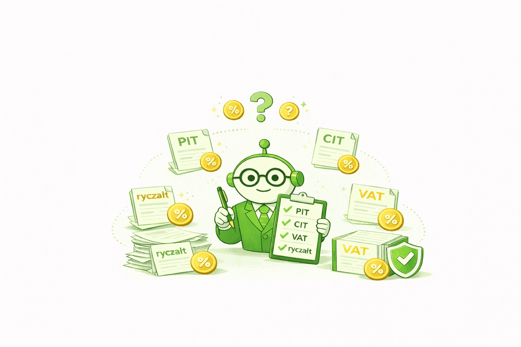 Wybór formy opodatkowania – robot księgowy analizuje PIT, CIT, VAT i ryczałt