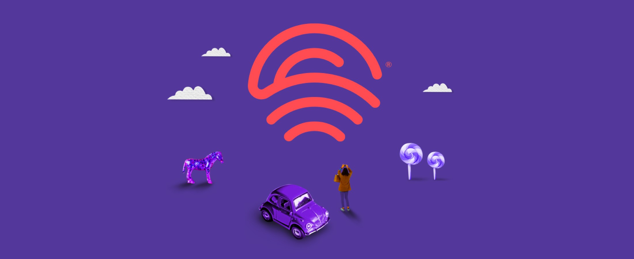 Playful illustration with logo