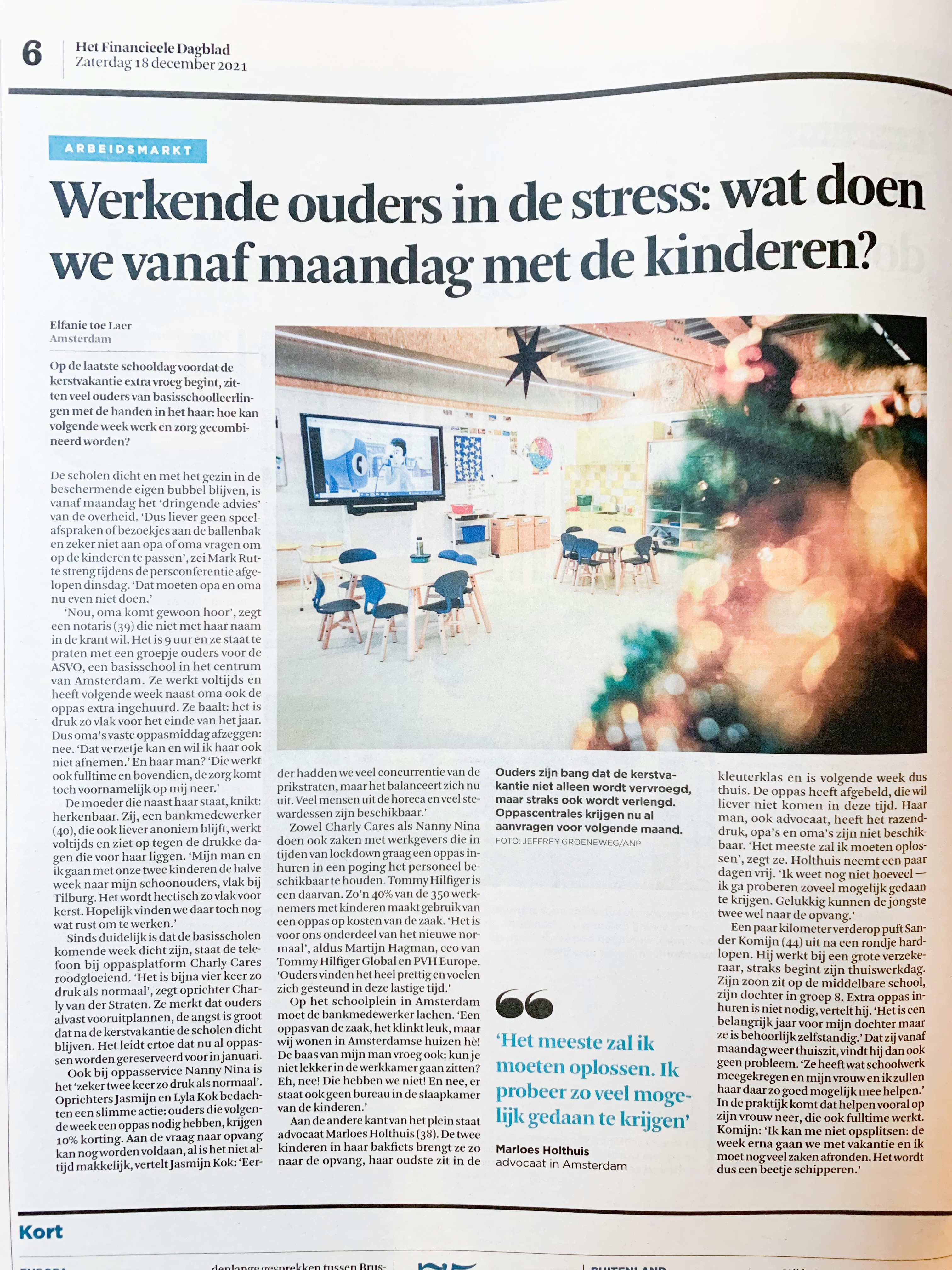 Schoolsluiting en dus drukte bij Charly Cares