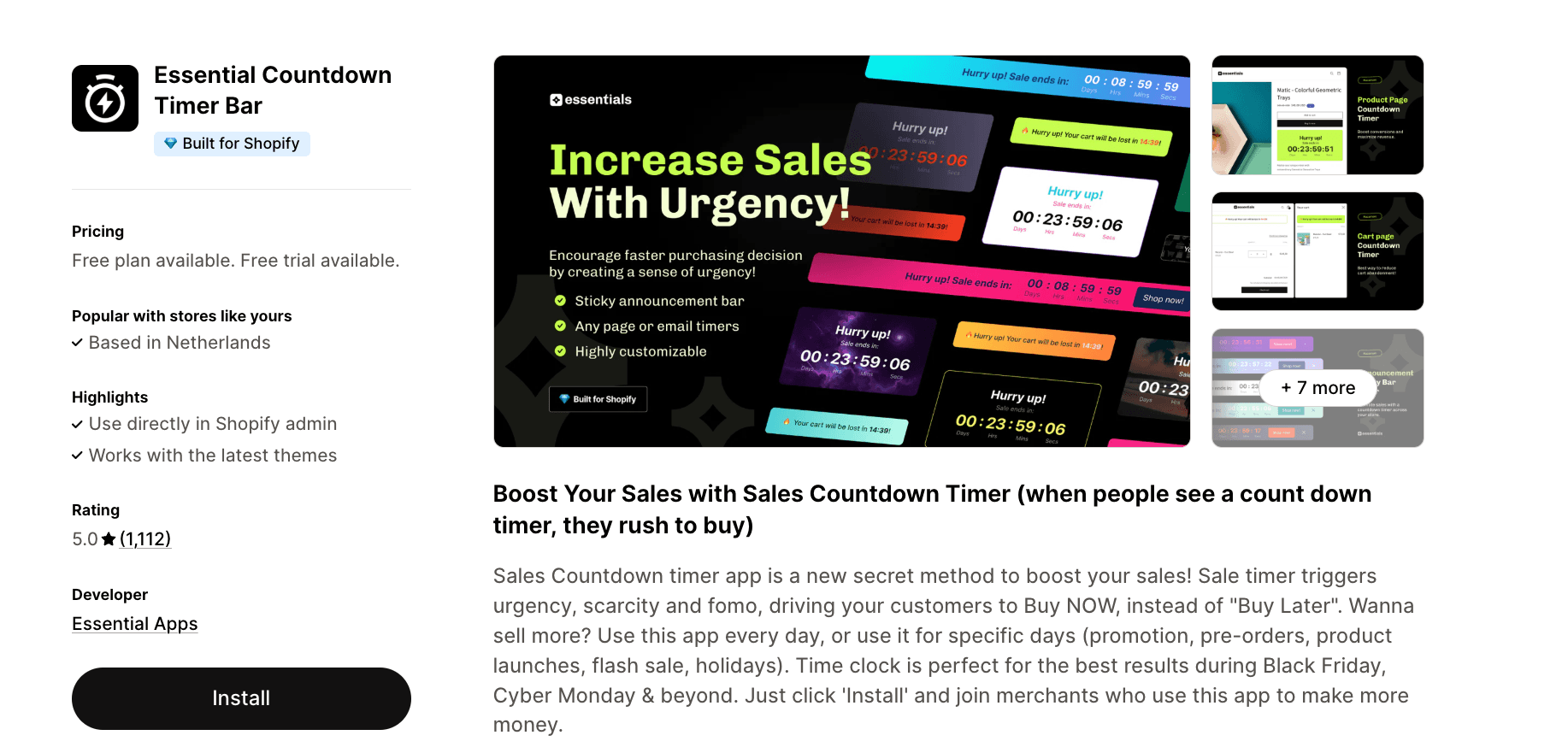 essential countdown timer app screenshot