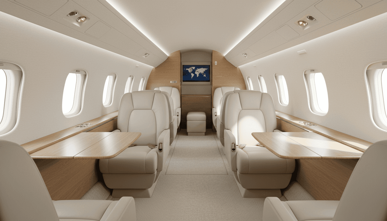 Cessna Citation Longitude cabin interior — bright, spacious super-midsize private jet