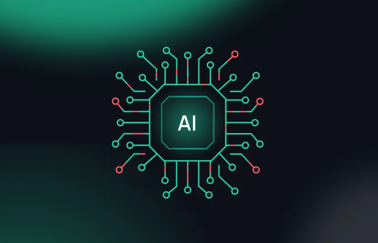 Eine KI-Visualisierung vor dunklem Hintergrund mit grünen und weißen Farbeffekten