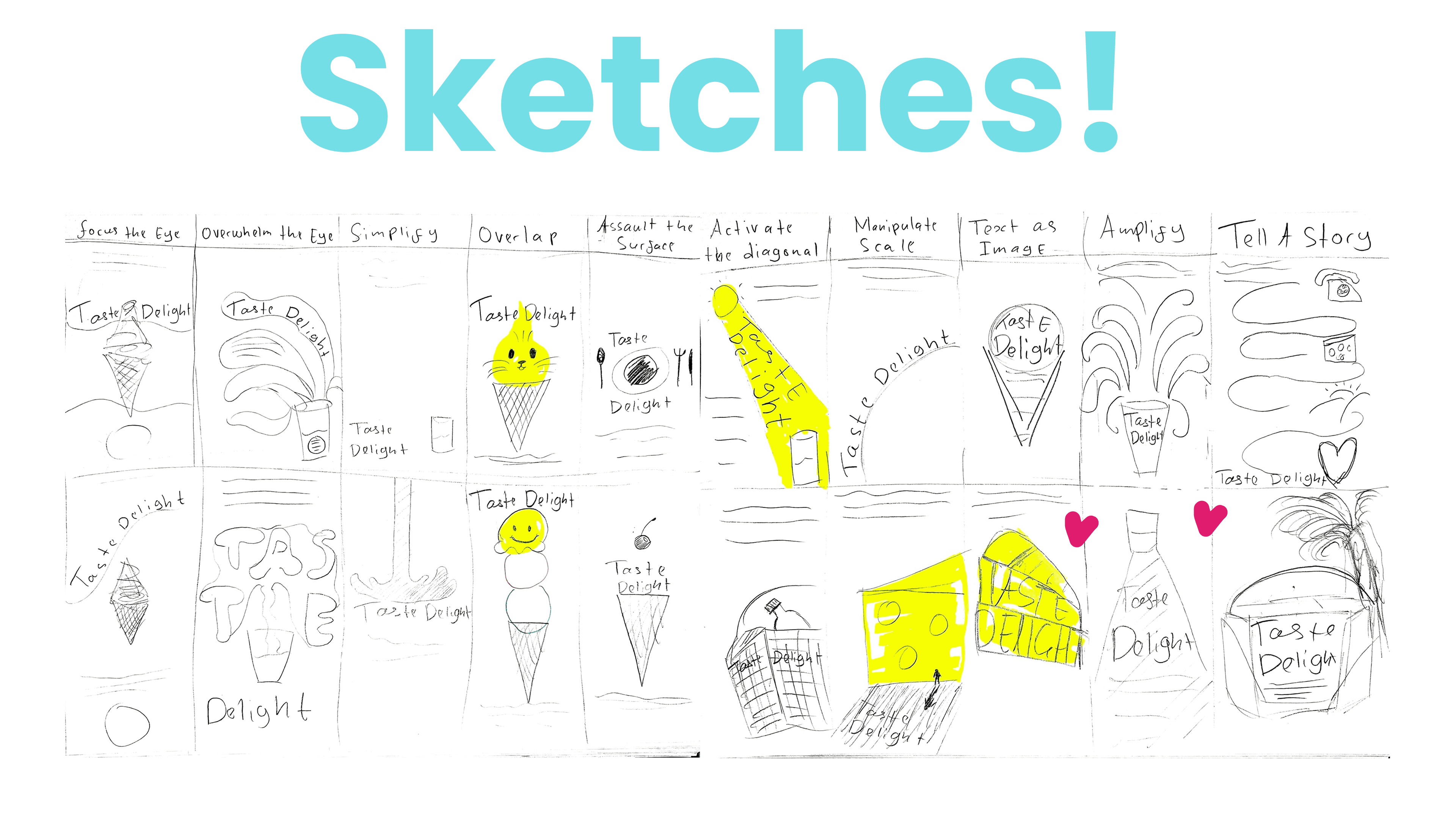 Initial sketches explored layout structures and communication strategies for both print and digital interfaces. These rough concepts allowed rapid iteration before moving into refined digital designs.