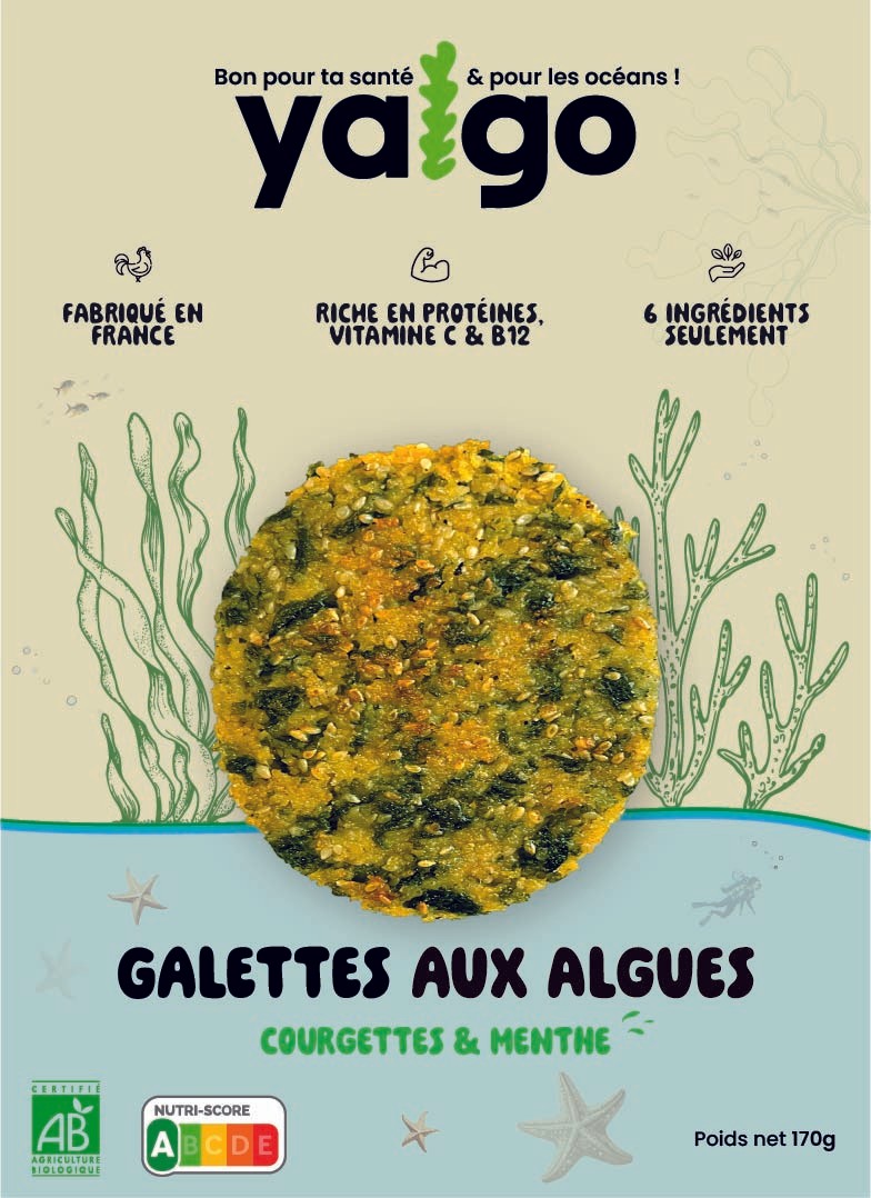 Packaging Yalgo, Galette végétale aux algues courgettes et menthe