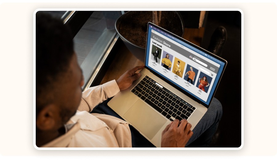 Man browsing an online clothing store