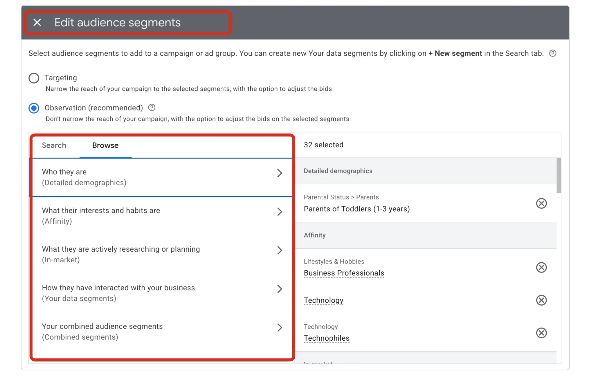 Audience Targeting in Google ads.