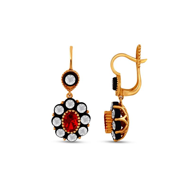 0.09 Karat Yakut Renkli Elmas Küpe Pembe Altın S46846