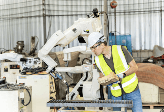Image of technician doing robotics field service