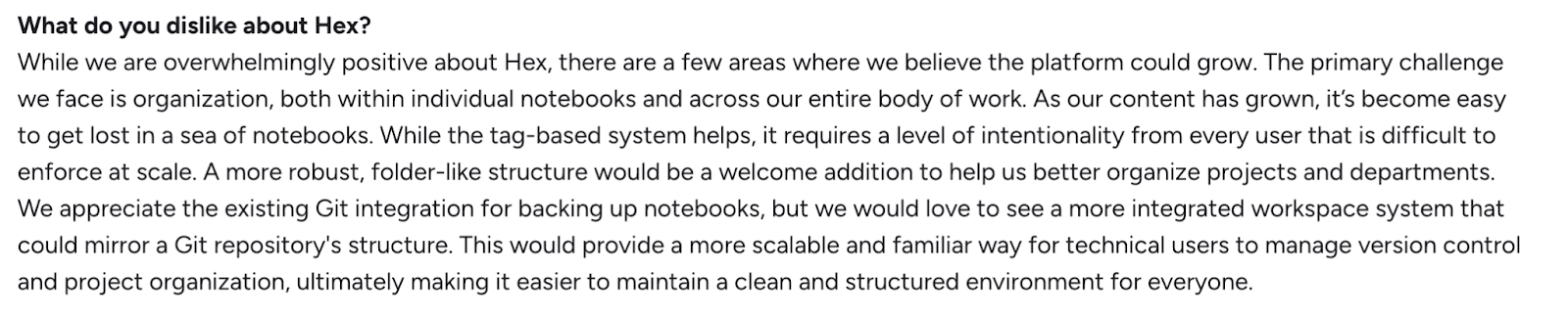 Hex review on poor notebook organization