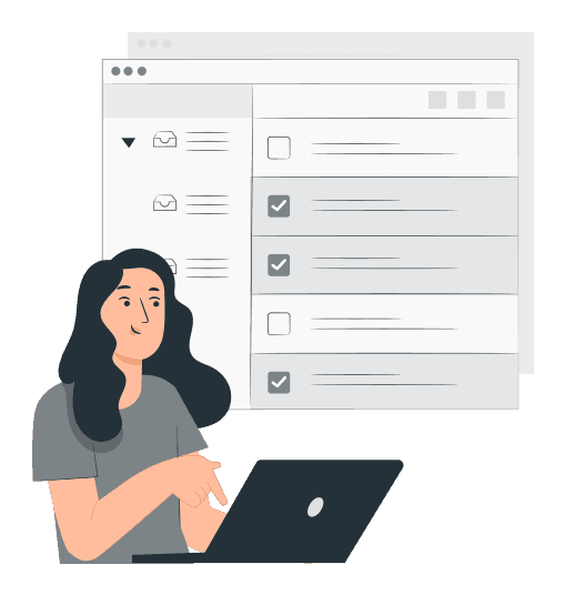 a lady checking her email