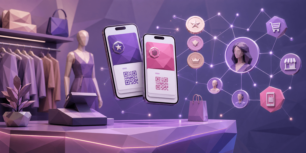 Mobile wallet loyalty pass on a smartphone, representing Apple Wallet and Google Wallet loyalty cards connected to a customer loyalty platform.