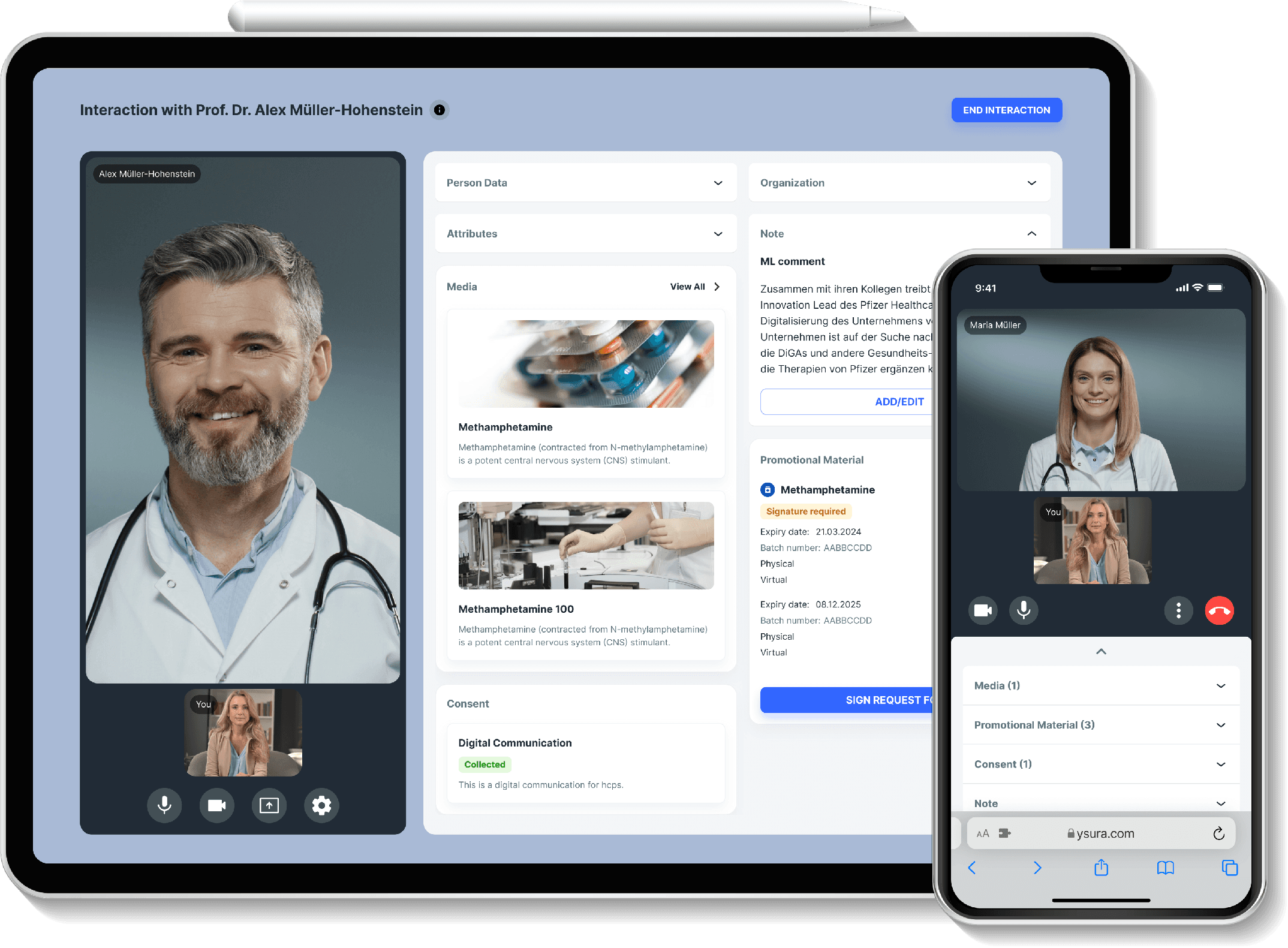 An illustration of the ysura CRM UI in the persons and organizations module